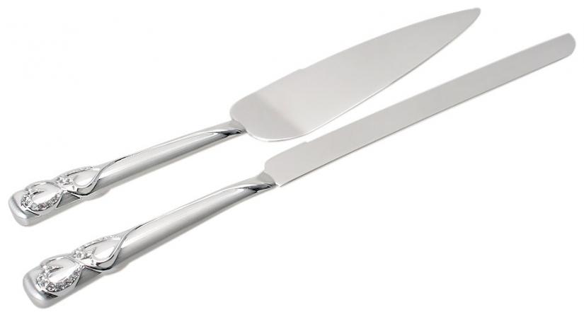 WED002 - 2-Tone Brushed/Shiny Silver Hearts Cake Server Set WED002 - 2-Tone Brushed/Shiny Silver Hearts Cake Server Set