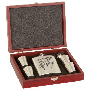 FSK11 - 6 oz. Stainless Steel Flask Set in Wood Presentation Box FSK11 - 6 oz. Stainless Steel Flask Set in Wood Presentation Box